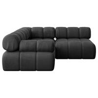 ECKSOFA modulares Sofa Mende-L1 - 190x190x70 cm Schwarz Velours - Schwarz, Holzwerkstoff/Textil (190/190cm) - ALTDECOR