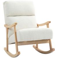 SCHAUKELSTUHL, ergonomisch Schwingsessel, Armlehnsessel, Stillsessel Cremeweiß - Creme/Naturfarben, Holz/Buchenholz (65/98/90cm) - HOMCOM