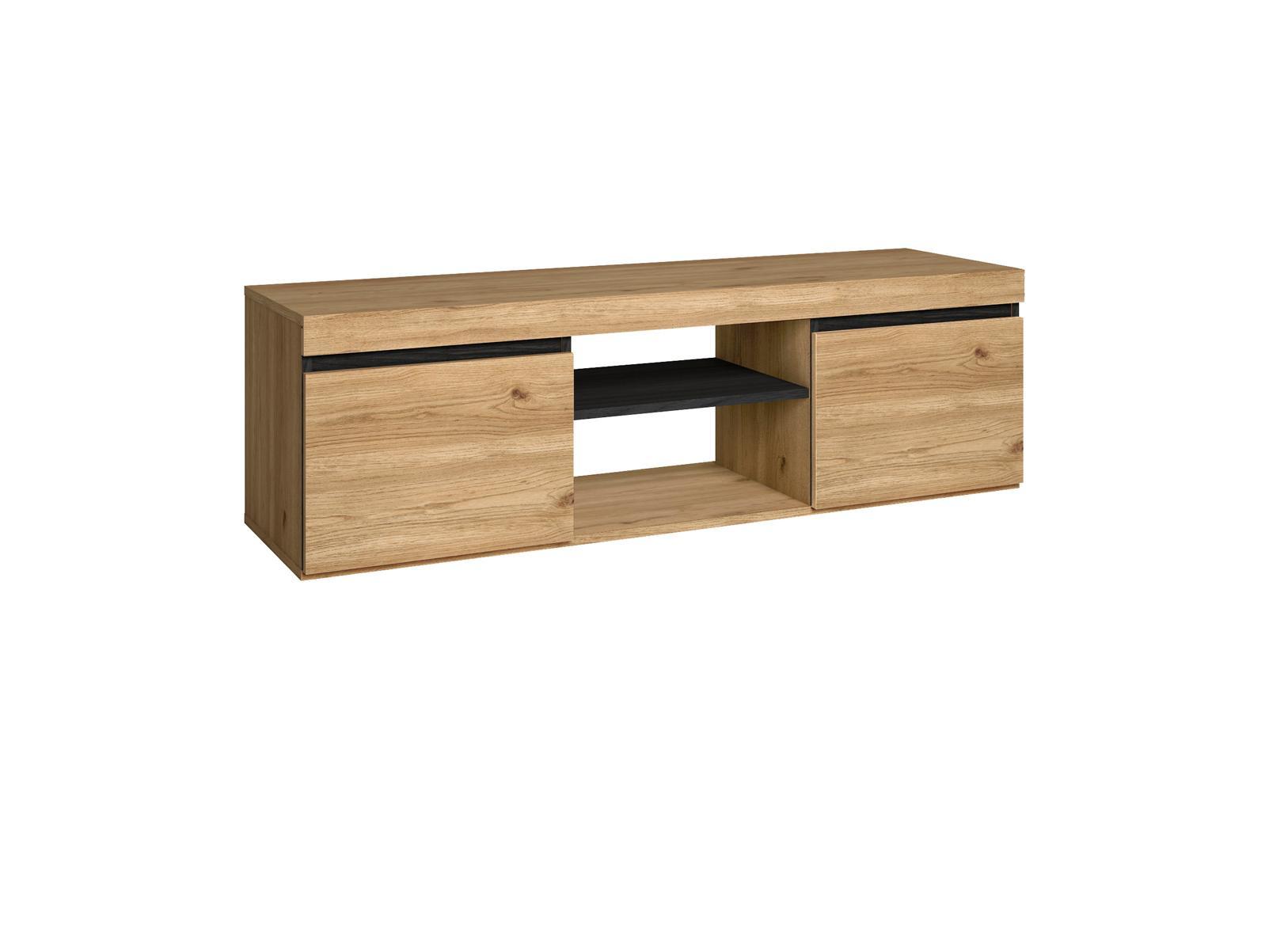 LOWBOARD, Eiche, Schwarz, 140/40/41cm - Eichefarben/Schwarz, Holzwerkstoff (140/41/40cm) - Skraut Home