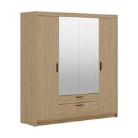 KLEIDERSCHRANK Storicos Geölte Eiche 176,3/190,5/53 cm - 4T2S Modern mit Schubladen und Spiegel - Eichefarben, Holzwerkstoff/Kunststoff (176.4/190.6/53cm) - AX Living