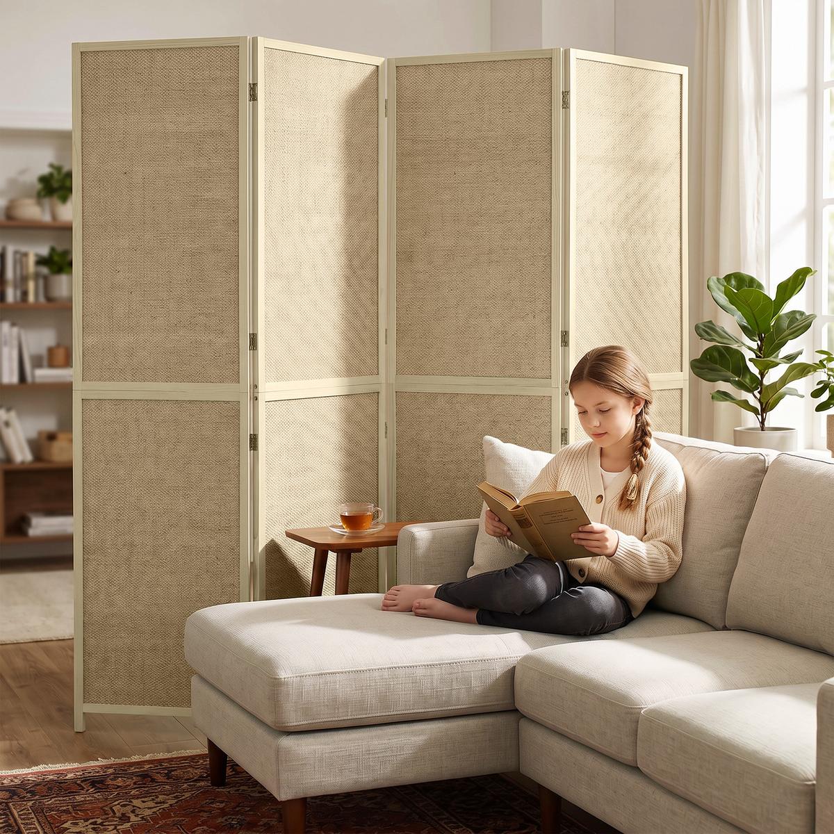PARAVENT Bambus Kiefernholz Naturholz - Naturfarben, Holz/Naturmaterialen (1.7/180/180cm) - HOMCOM