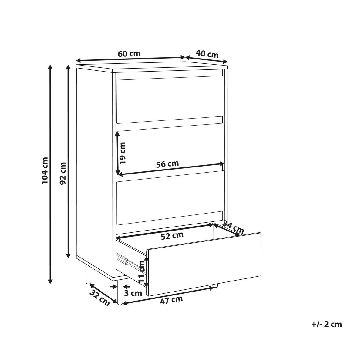 KOMMODE mit 4 Schubladen Dunkelbraun Nikea - Dunkelbraun, Holzwerkstoff (60/104/40cm) - Beliani