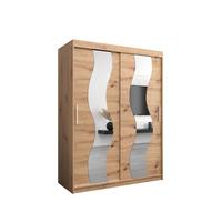 SCHWEBETÜRENSCHRANK 200/150/62 2-türig - Silberfarben/Eiche Artisan, Holz/Kunststoff (150/200/62cm) - MÖBEL KRYSPOL