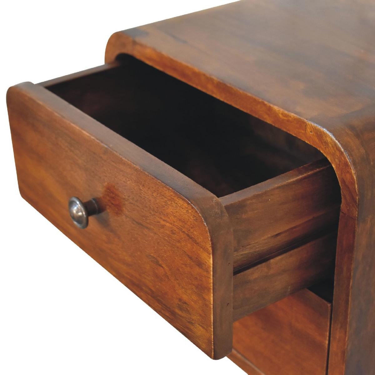 NACHTTISCH Mini Wandmontiert, 2 Schubladen, Braun - Messingfarben/Braun, Holz/Metall (30/25/25cm) - Artisan Furniture