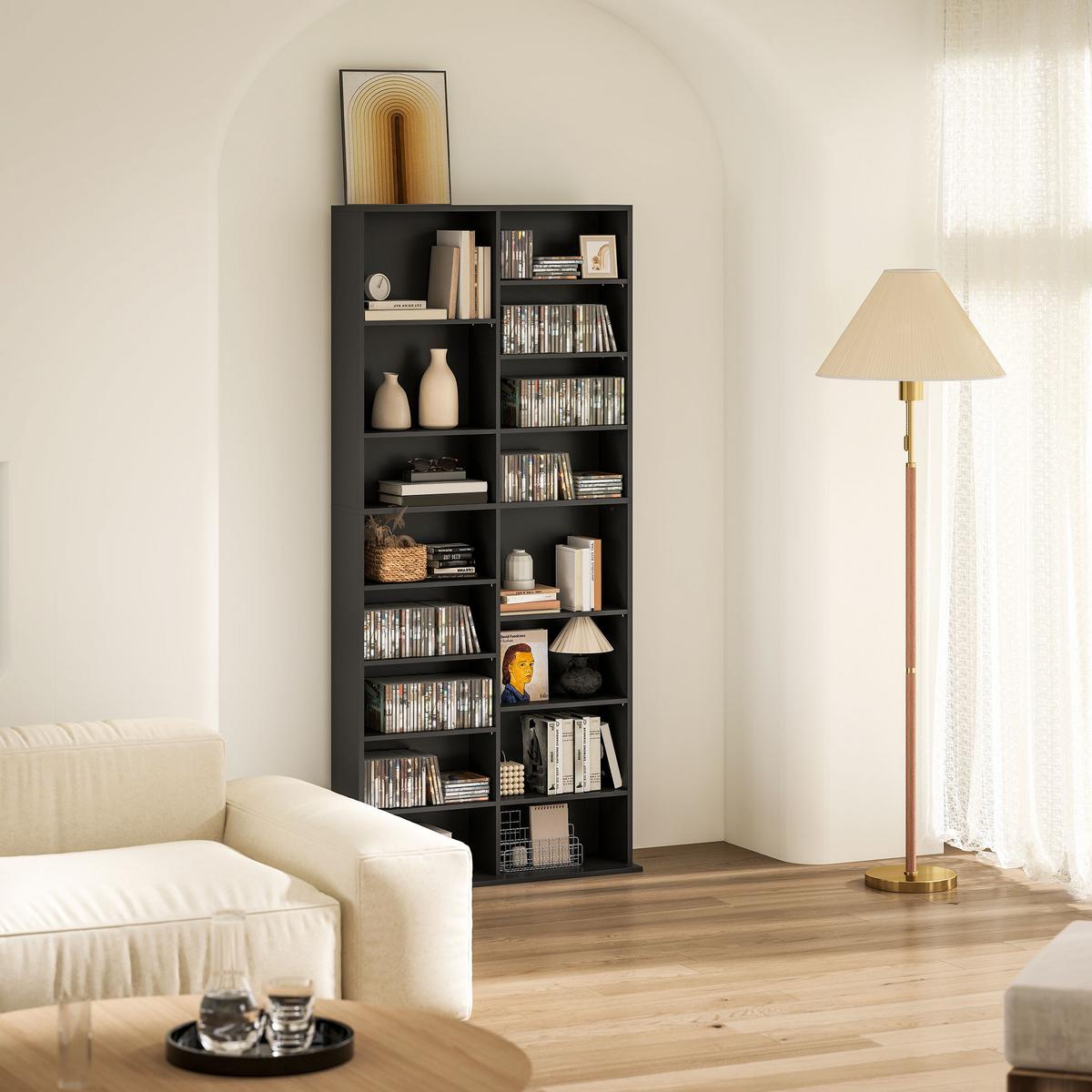 CD-REGAL Spanplatte Schwarz - Schwarz, Holzwerkstoff (24/175/78.5cm) - HOMCOM
