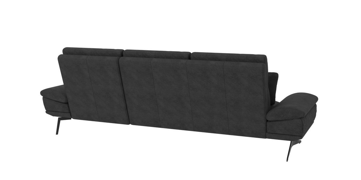 ECKSOFA Loris Schwarz Samt - Ottomane rechts - Schwarz, Holz/Textil (294/175cm) - S-Style