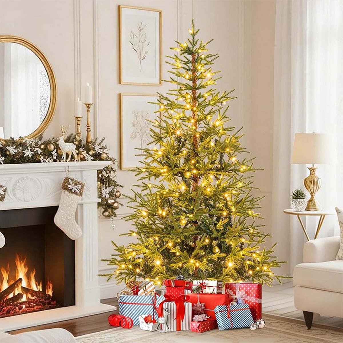 WEIHNACHTSBAUM mit 250 mehrfarbigen LEDs 180cm Grün - Grün, Metall (180cm) - COSTWAY