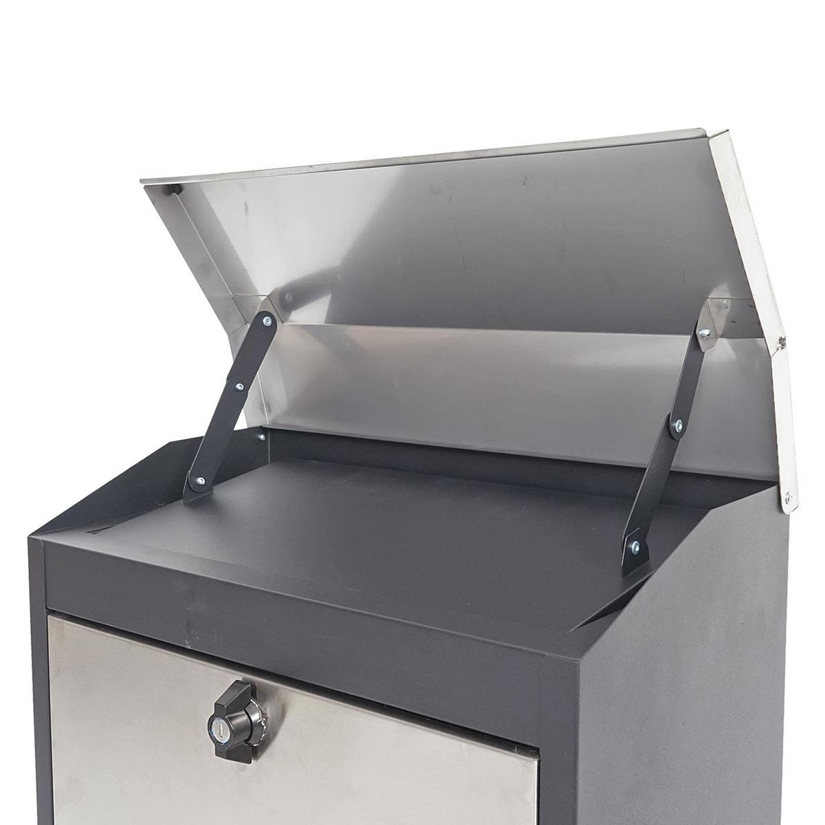 XXL BRIEFKASTEN ABSCHLIEßBAR Silber, Schwarz - Silberfarben/Schwarz, Metall (44/52/25cm) - MCW