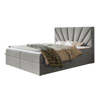 BOXBETT DENVER mit 2 Bettkästen, 160x200, Farbe: Grau, Velourstoff, Doppelbett mit Bonell-Matratze - Grau, Holz/Kunststoff (160/200cm) - Alpi-Möbel