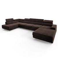 WOHNLANDSCHAFT GAIAN Braun Velours-Stoff mit Schlaffunktion - Braun, Holz (412/88/190cm) - MASSENO