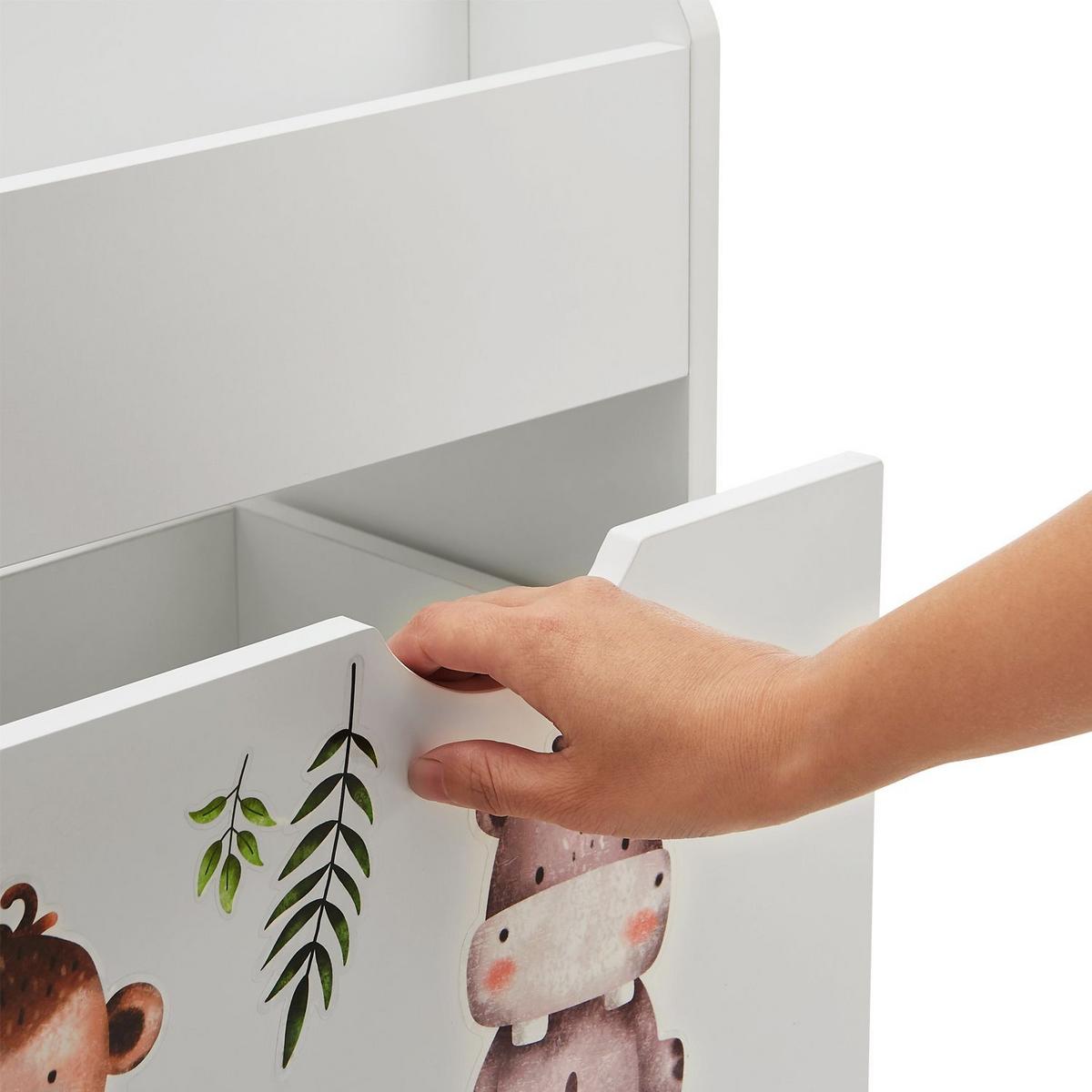 BÜCHERREGAL mit 3 Fächern und herausziehbarer Spielzeugkiste - Weiß, Holz (63/70/30cm) - Juskys