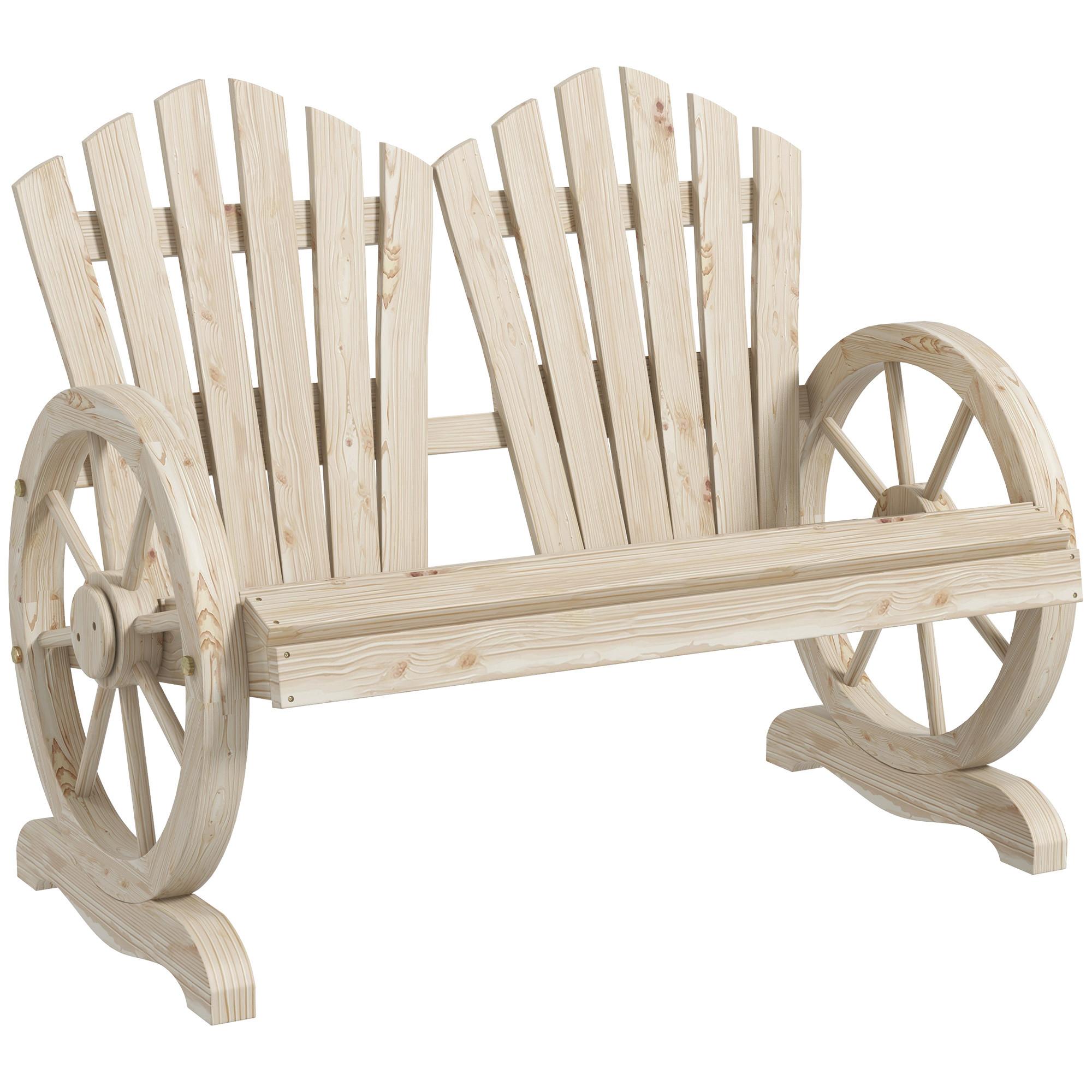 GARTENBANK mit Armlehne Sitzbank Gartenmöbel Massivholz Naturholz - Fichtefarben, Holz (66/95/108cm) - Outsunny