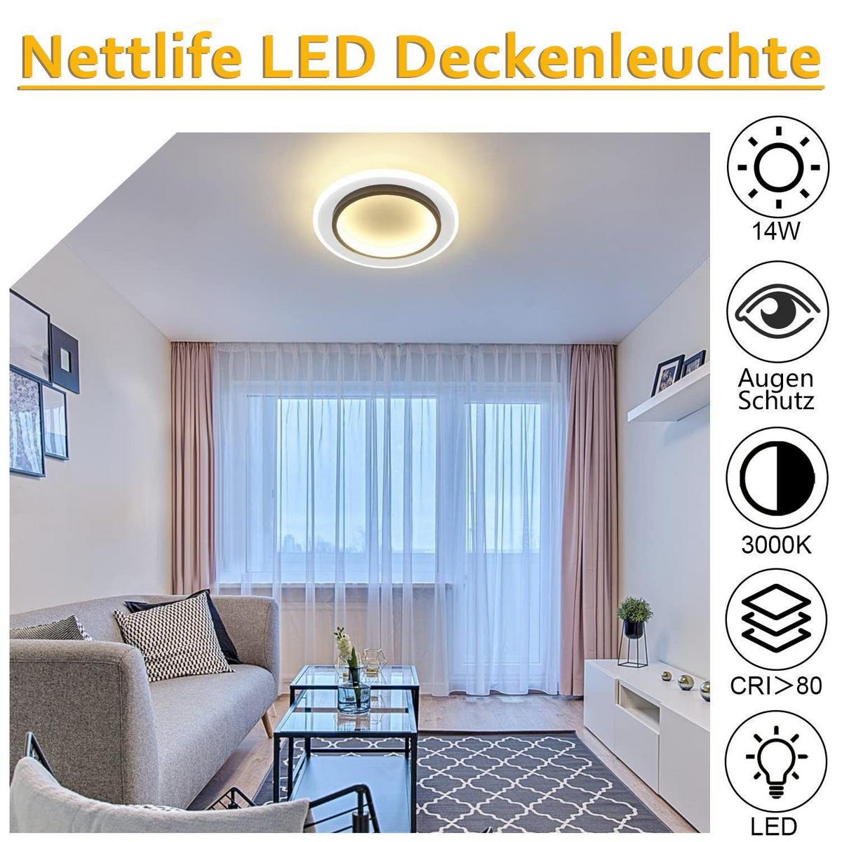 LED-DECKENLEUCHTE Harmonie 23.5/23.5/7 cm - Schwarz/Weiß, Kunststoff (23.5/23.5/7cm) - Nettlife