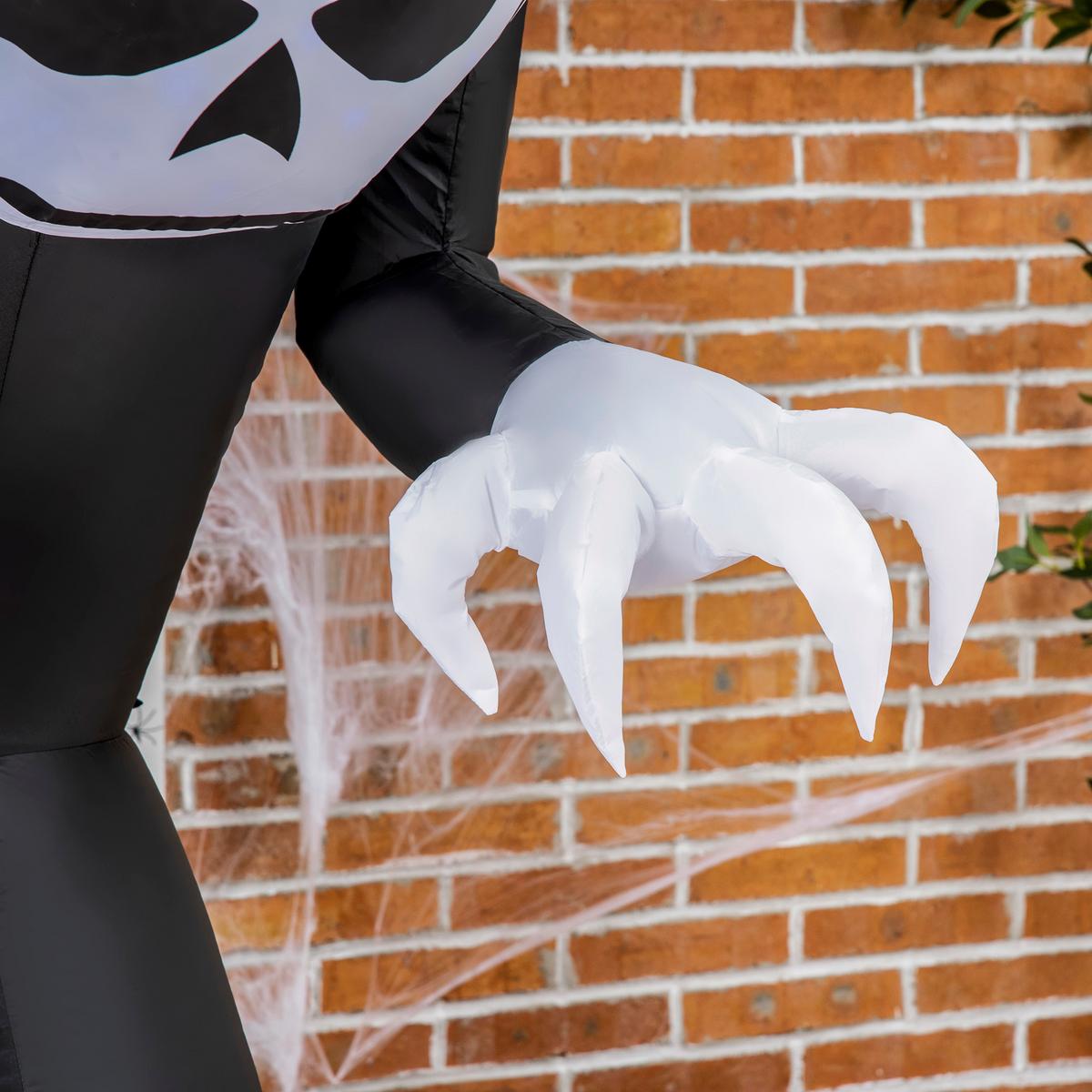 210 cm Aufblasbar Gespenst mit Kürbiskopf Halloweendeko mit LED Wasserdicht - Schwarz, Kunststoff (79/210/88cm) - Outsunny