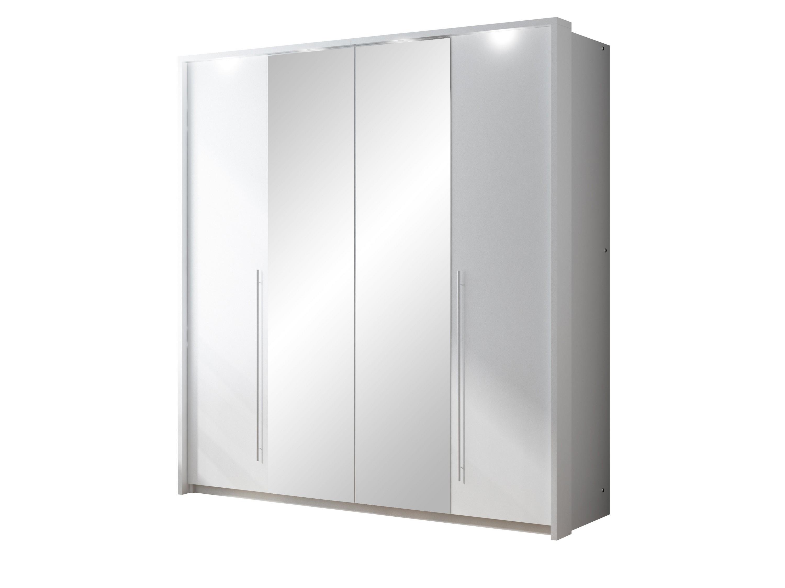 DREHTÜRENSCHRANK QUINN 209/219/65 cm 2-türig mit Spiegel Weiß - Weiß, Holzwerkstoff (209/219/65cm) - MASSENO