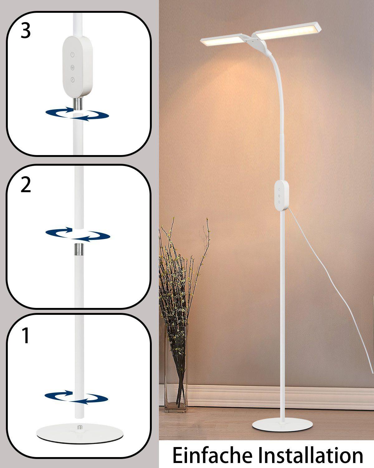 LED STEHLAMPE Glanzar 44/22/158 cm - Weiß, Metall (44/22/158cm) - ZMH