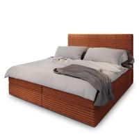BOXBETT PISA 200x200 cm mit Matratze und Topper, H2+H3 - Braun - Braun, Holz (200/200cm) - MASSENO