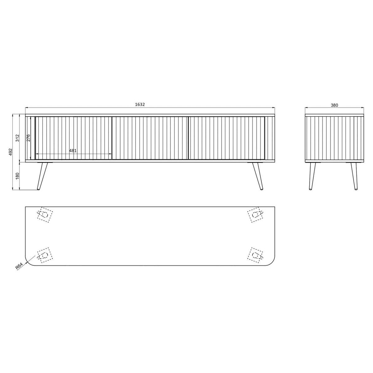 TV-LOWBOARD Ovarlo Greige mit goldenen Metallbeinen 163 cm - Taupe/Goldfarben, Holzwerkstoff/Metall (163.2/49.2/38cm) - Selsey