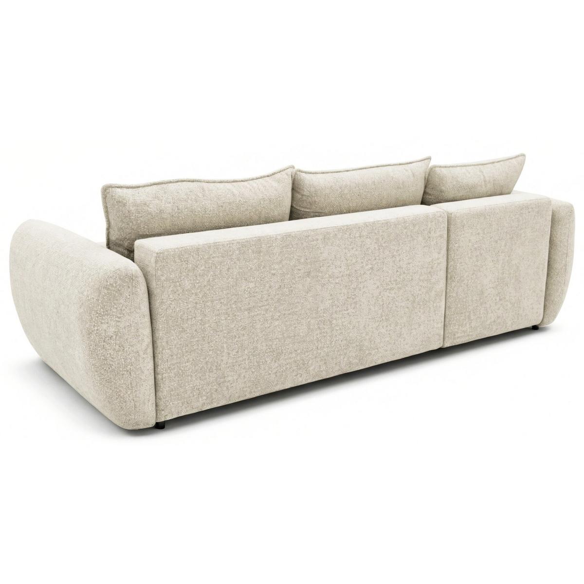 ECKSCHLAFSOFA Zordo HELLBEIGER CHENILLE LINKS MIT ZWEI BETTKÄSTEN - Ecru/Schwarz, Kunststoff/Textil (256/170cm) - Selsey