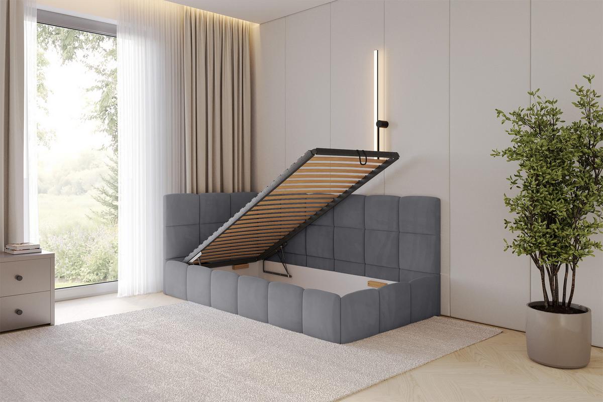 EINZELBETT Jugendbett mit Bettkasten Rechts, ohne Matratze - LIVY 100x200 Dunkelgrau - Dunkelgrau, Holzwerkstoff/Textil (100/200cm) - ALTDECOR