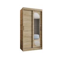 SCHIEBETÜRENSCHRANK mit Spiegel LUCY 200/100/62 2-türig - Silberfarben/Sonoma Eiche, Holz (100/200/62cm) - MÖBEL KRYSPOL