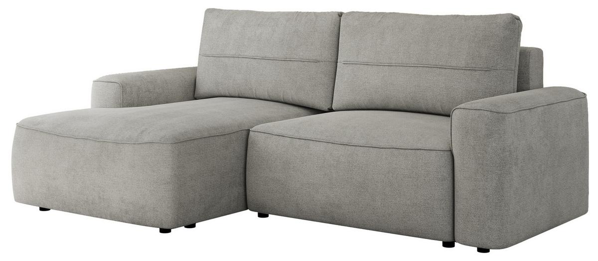 ECKSOFA BELLUNO L Hellgrau Strukture - Links - Hellgrau/Schwarz, Textil (144/233cm) - MKS