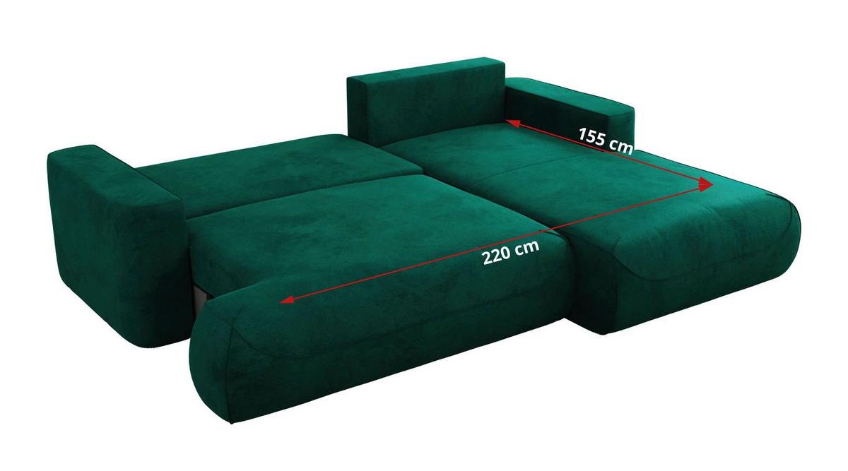 ECKSOFA OVO L Dunkelgrün Velvet - Rechts Seite - Dunkelgrün/Schwarz, Kunststoff/Textil (195/271cm) - MKS