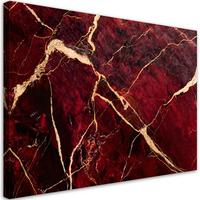 LEINWANDBILD Roter Marmor mit goldenem Loft-Stil 60x40cm - Rot, Textil (60/40cm) - Feeby