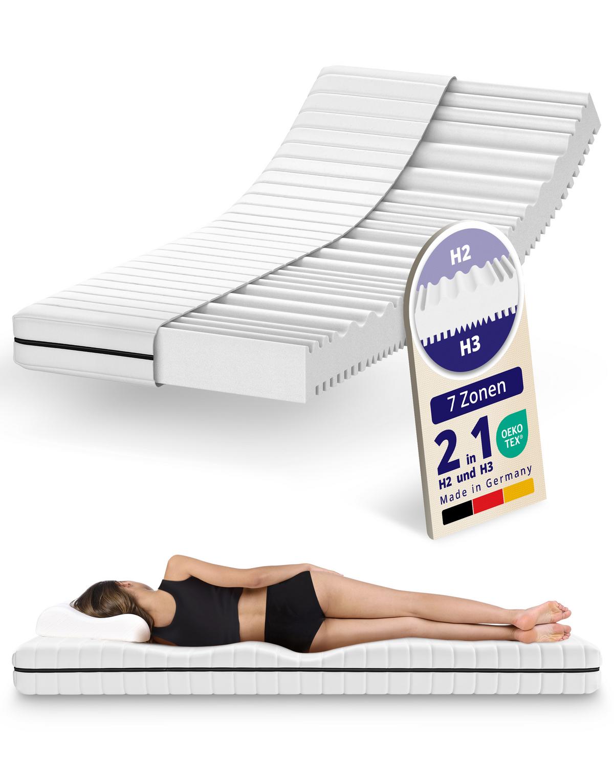 MATRATZE 100x200 H2 H3 Wendematratze - 15cm Höhe - 7-Zonen Kaltschaummatratze - waschbarer Bezug - Weiß, Textil (100/200cm) - Mister Sandman