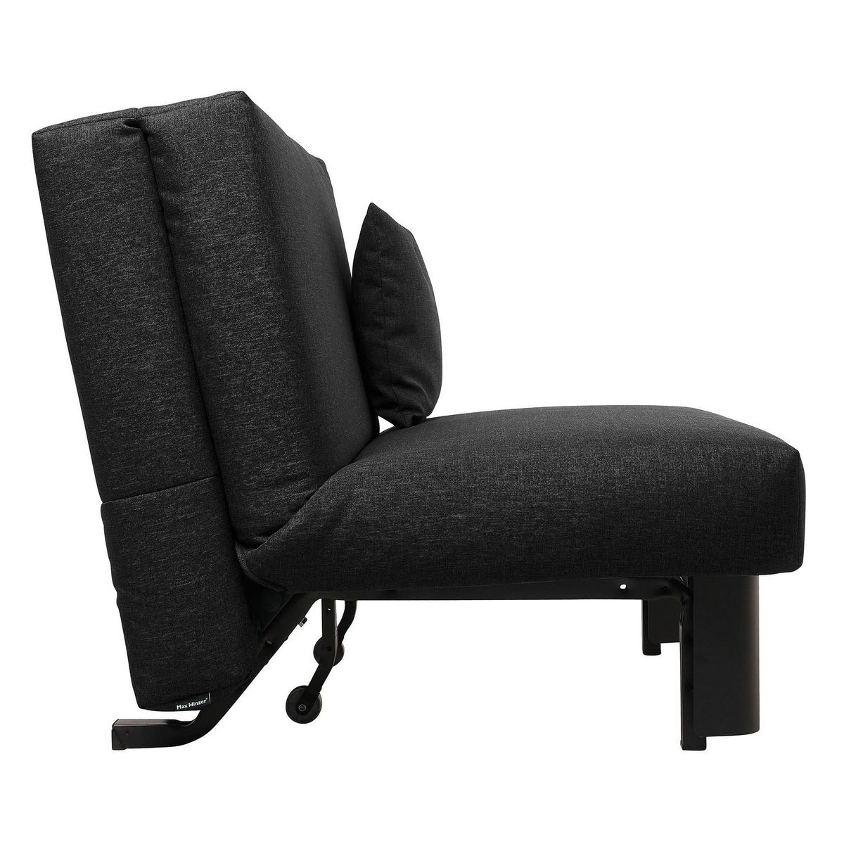 FALTSOFA Kalomira Bezug Flachgewebe Metall schwarz / schwarz - Schwarz, Kunststoff (145/84/100cm) - 58aufmkessel