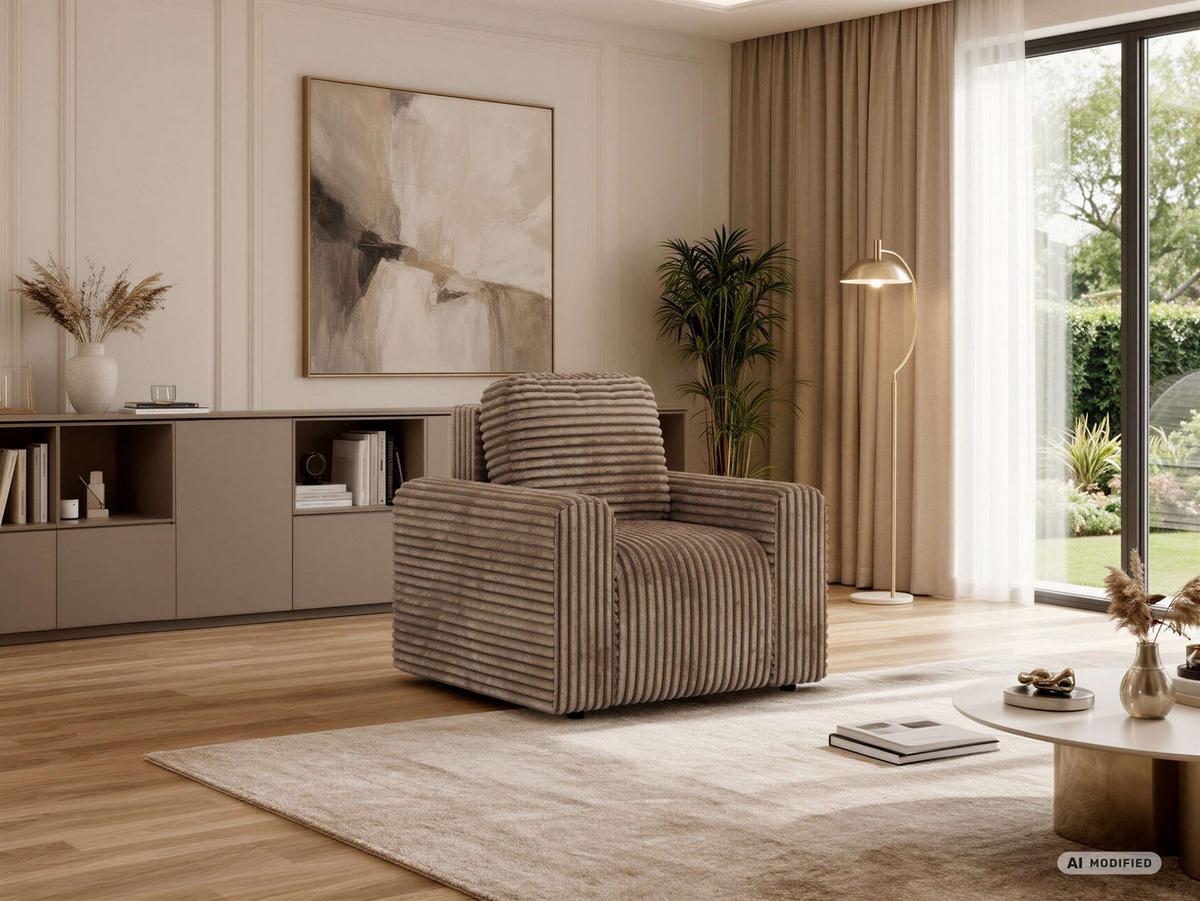 SESSEL NESSARO - Braun Cord - Schwarz/Braun, Kunststoff/Textil (96/94/90cm) - MKS