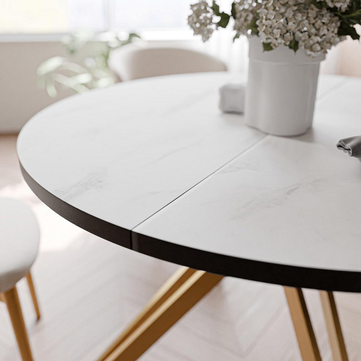 ESSTISCH ausziehbar aus MDF, Weiß - Goldfarben/Weiß, Holzwerkstoff (100/100/76cm) - Idohome
