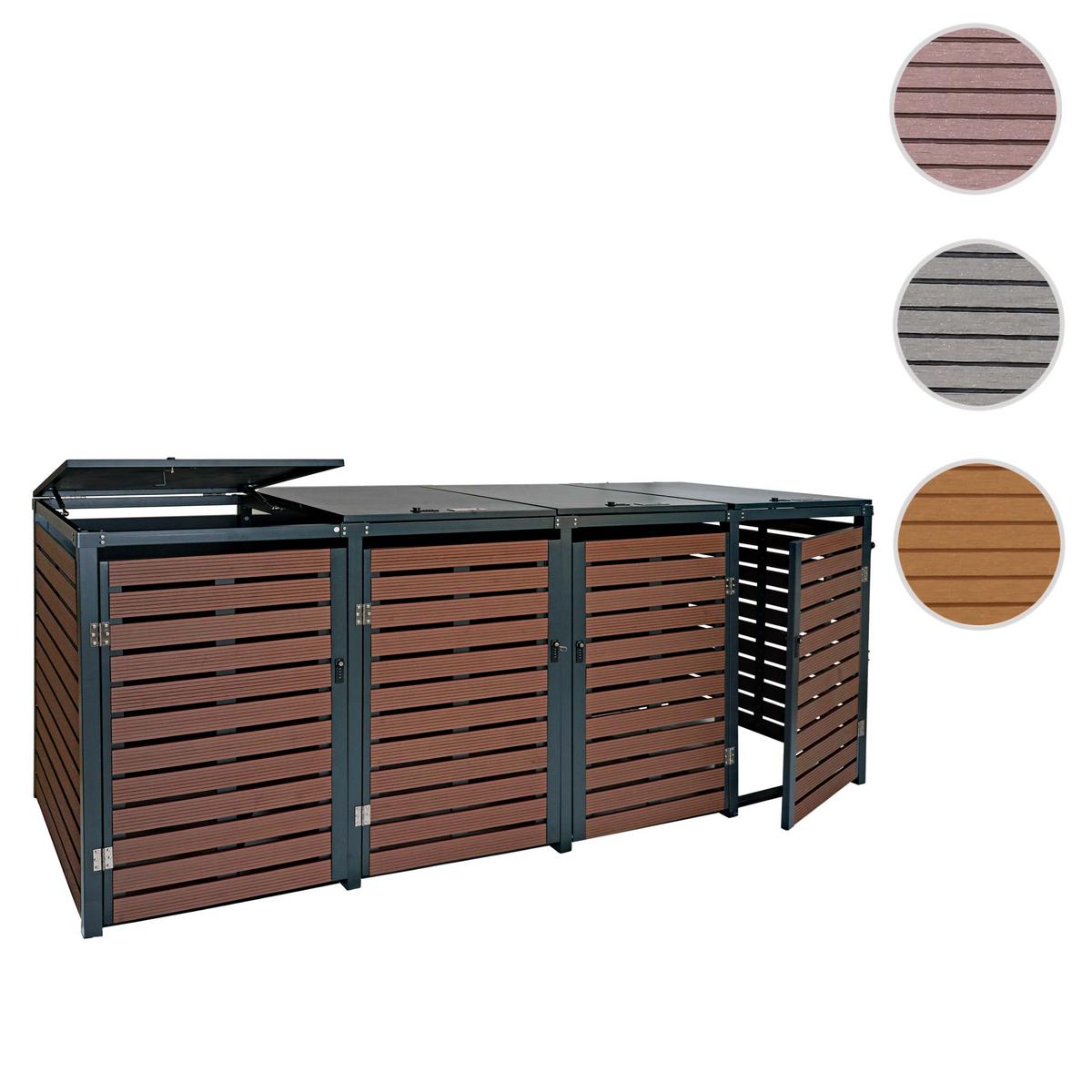 MÜLLTONNENVERKLEIDUNG 4ER Walnuss Dekor - Walnussfarben, Metall (264/119/84cm) - MCW