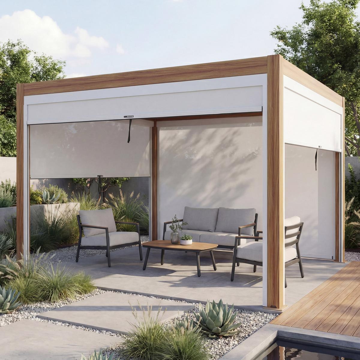 PERGOLA MIT SEITENWAND Weiß - Weiß, Metall (300/220/300cm) - MCW