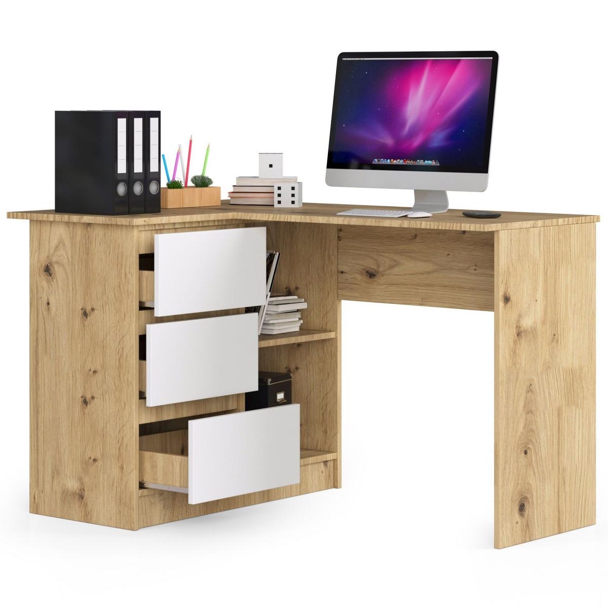 SCHREIBTISCH Eiche Artisan, Weiß 77/124/85 - Eiche Artisan/Weiß, Holzwerkstoff (135/60/77cm) - RAUMHIRSCH FURNITURE