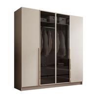 VIERTÜRIGER Schrank ATRIUM II mit Glasfront - Kaschmir, Holzwerkstoff (200/210/57cm) - Lookway