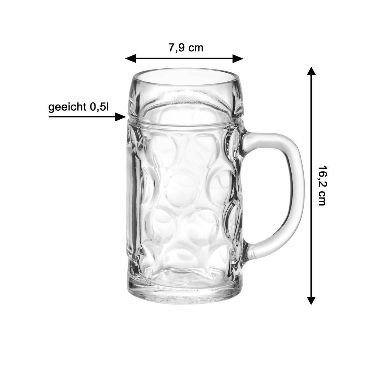 BIERKRÜGE GEEICHT München transparent 0,5 Liter 6er Set - Transparent, Glas (0.5L) - Van Well