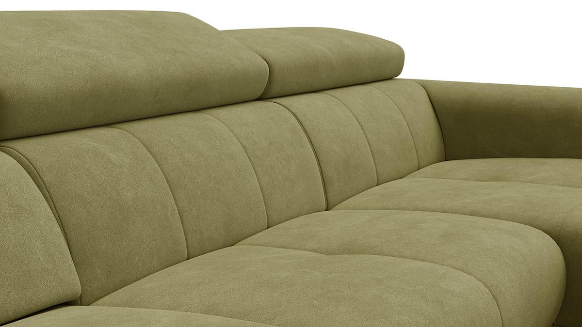 ECKSOFA RODEN 4-Sitzer mit Relax, olive, Veloursstoff - Grün, Holz/Textil (268/92cm) - Wozimo