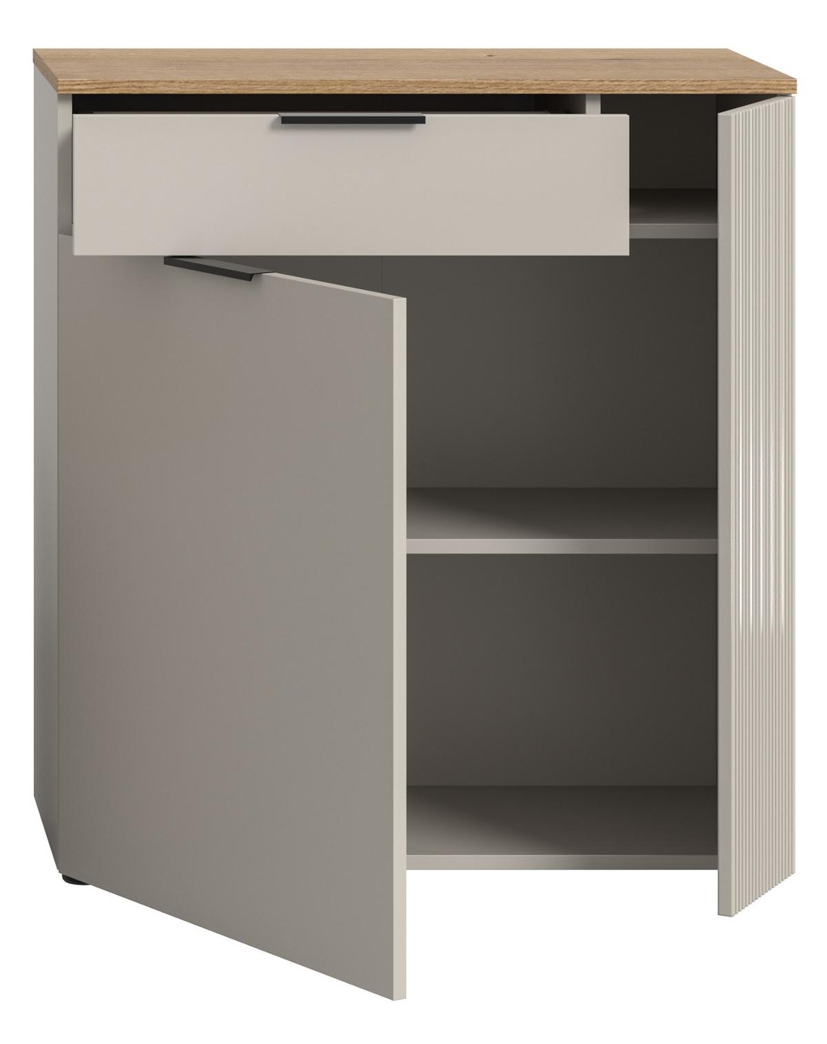 SCHUHSCHRANK Kaschmir Sand, Evoke Eiche, Flur Kommode 80 x 88 cm Vollauszug - Kaschmir/Eichefarben, Holzwerkstoff/Kunststoff (80/88/36cm) - Inn.Furn