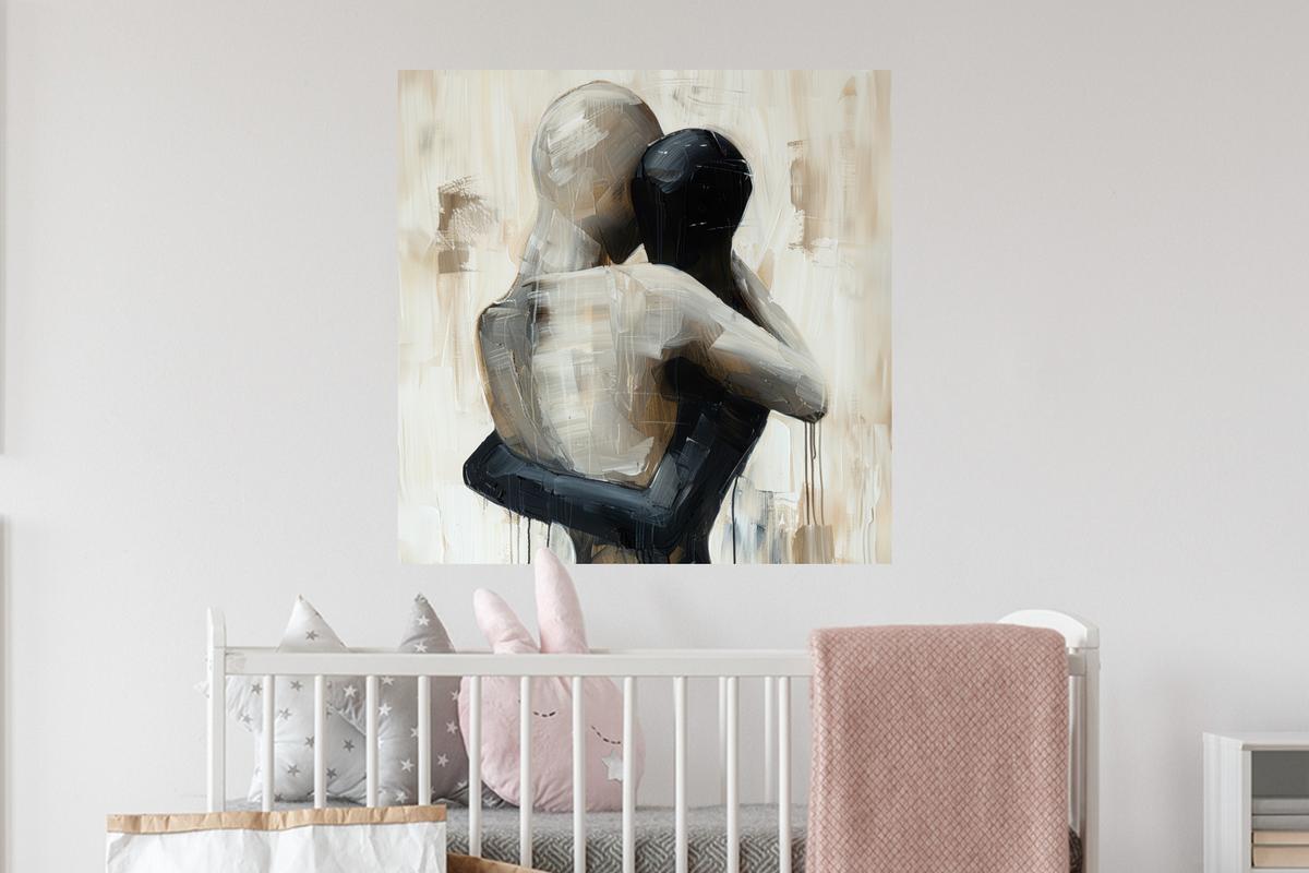 WANDTATTOO Abstrakt - Liebe - Schwarz und weiß - Modern Wanddeko 50x50 cm - Schwarz, Kunststoff (50/50/0.1cm) - MuchoWow