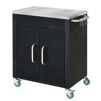 KÜCHENWAGEN, Eisen, Edelstahl, Schwarz - Schwarz, Metall (50/86.5/86cm) - HOMCOM
