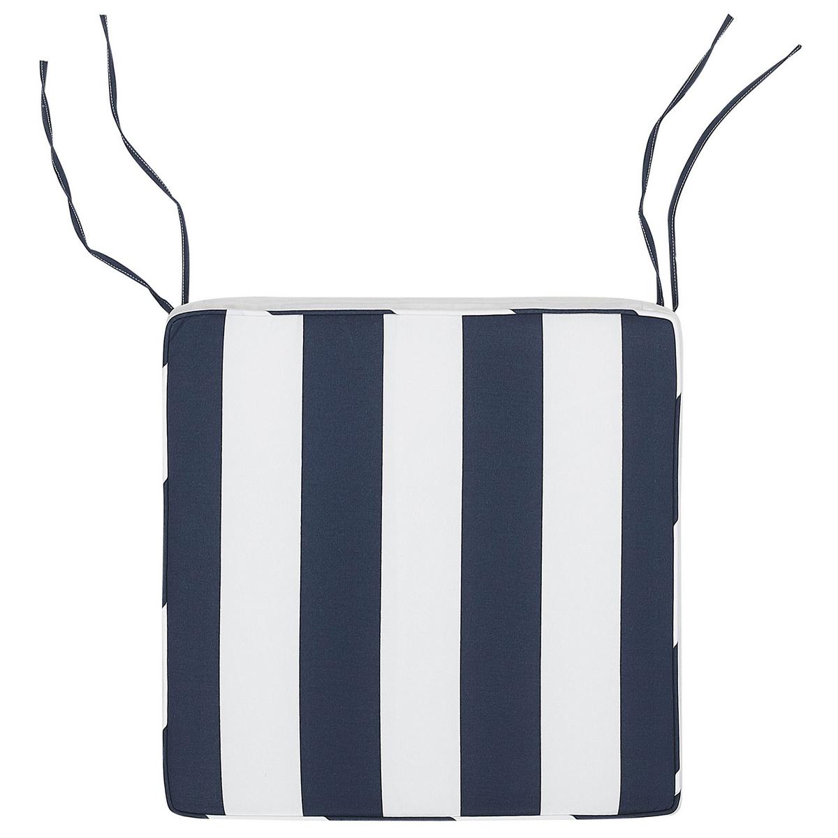 GARTENSTUHLKISSEN Marineblau 46/46 cm Sassari - Blau/Weiß, Textil (46/5/46cm) - Beliani