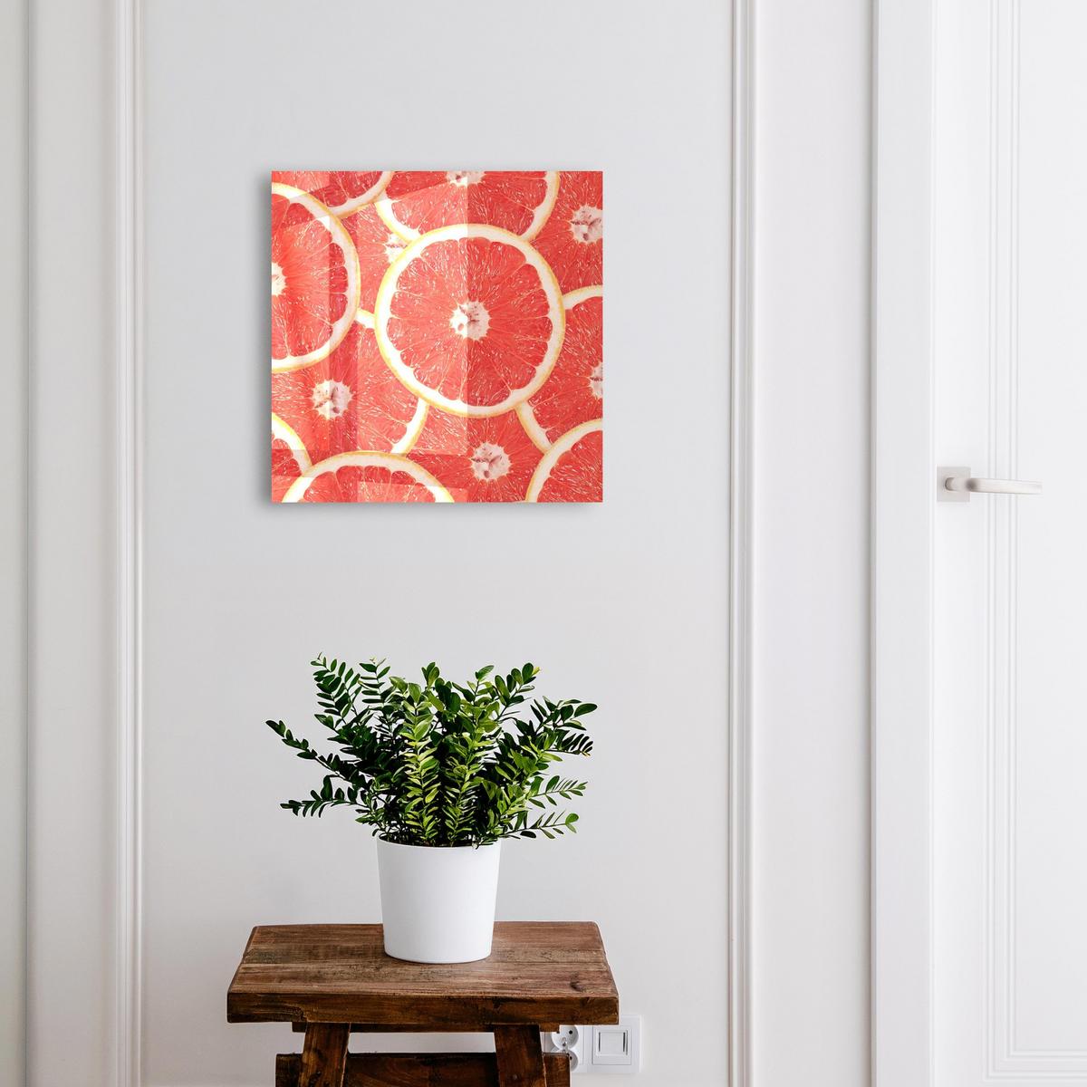 SCHLÜSSELBOX Schwarz 30x30 cm- Türöffnung nach rechts - Grapefruitscheiben - Rot, Metall (30/30/5cm) - TULUP