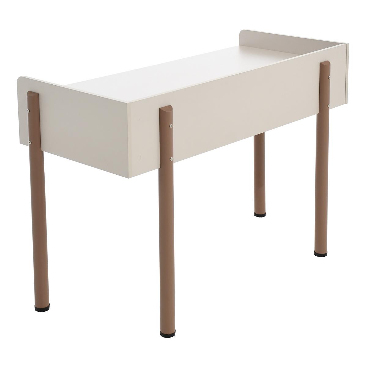 SCHREIBTISCH Boreo mit braunen Metallbeinen, 126 cm, Kaschmir+Hellbraun - Kaschmir/Hellbraun, Metall (58/126/82cm) - Beautysofa