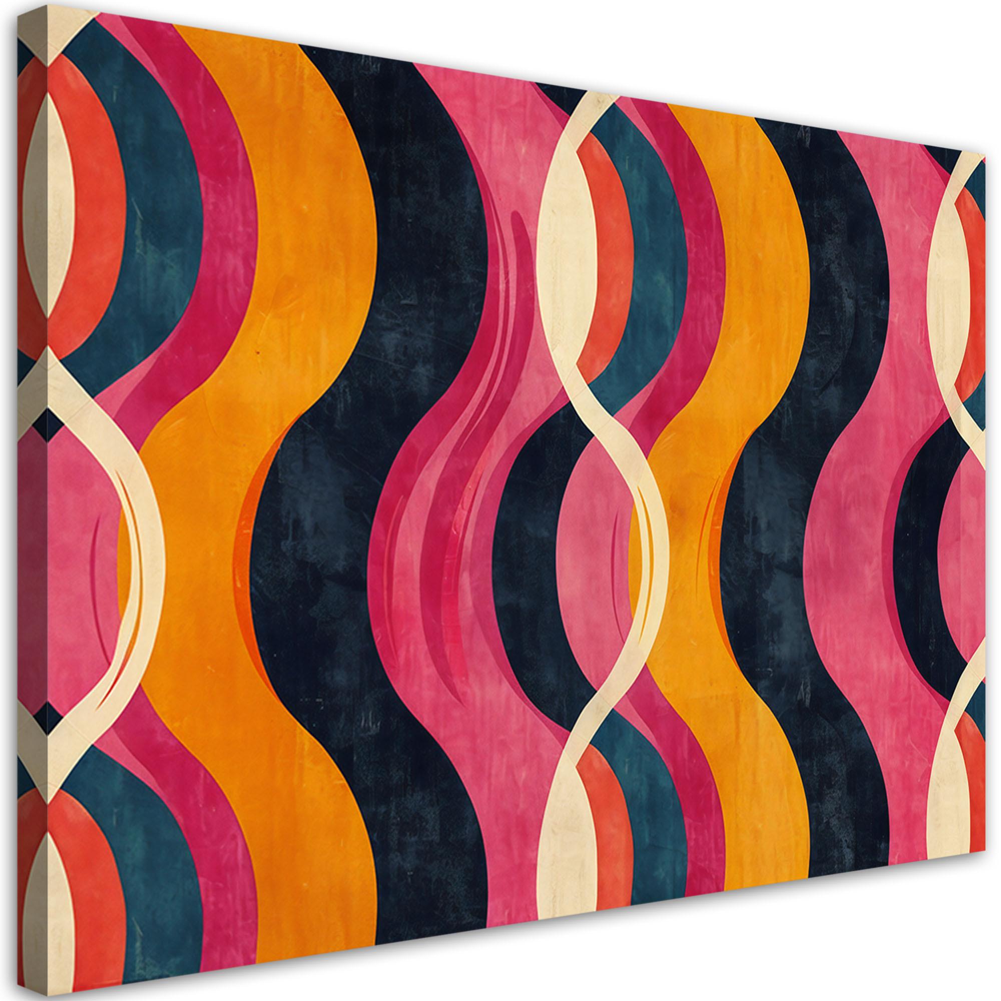 LEINWANDBILD Bunte Vintage Abstraktion 90x60cm - Rosa, Textil (90/60cm) - Feeby