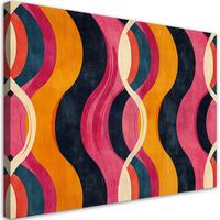LEINWANDBILD Bunte Vintage Abstraktion 60x40cm - Rosa, Textil (60/40cm) - Feeby