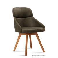 ESSZIMMERSTUHL (2er-Set) Donna 52x82x63 Eiche geölt/Khaki - Dunkelgrün/Eichefarben, Kunststoff (63/82/52cm) - 58aufmkessel