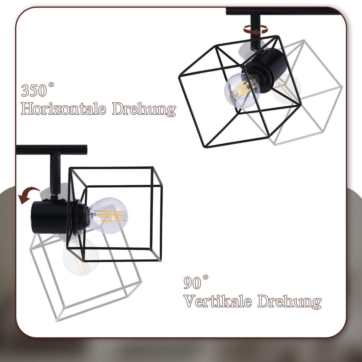 DECKENSTRAHLER Fürth 3-flammig 48/10/17 cm - Schwarz, Metall (48/10/17cm) - Nettlife