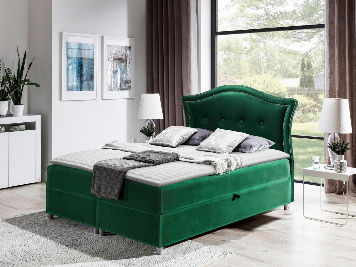 BOXBETT Bedran Lux - H3 - Smaragdgrün, Holz (160/200cm) - MIRJAN24