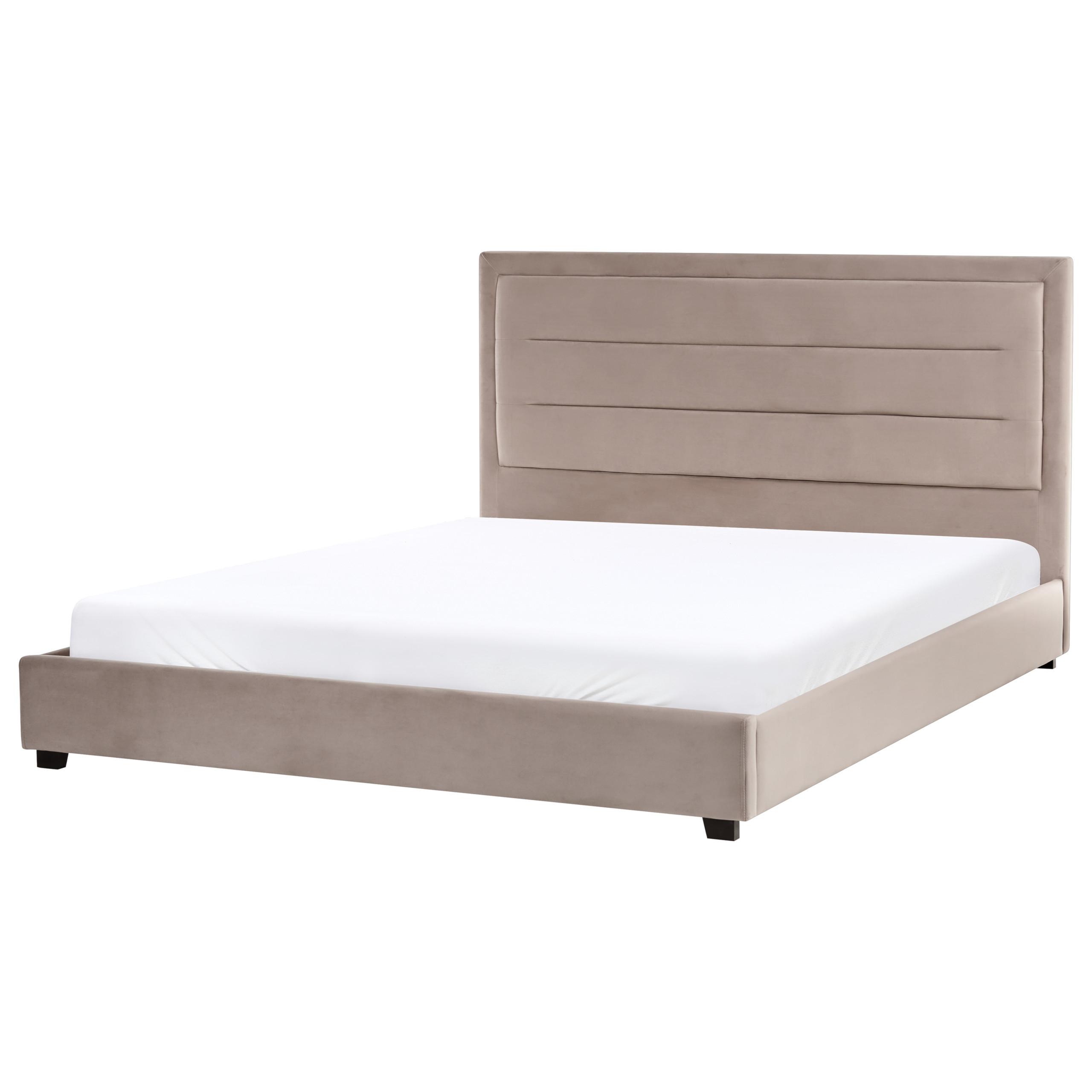 BETT mit Lattenrost 180/200 cm Taupe Rouen - Taupe/Schwarz, Textil (180/200cm) - Beliani
